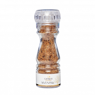 Coarse salt with black garlic - small mill