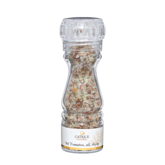 Sun-dried tomato coarse salt with garlic and thyme - small mill