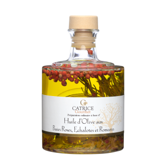 Olive oil, pink peppercorns, shallots, rosemary